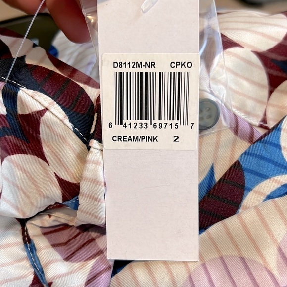 DONNA Morgan Long Sleeve Blue, Brown, and Cream Circle Print Mini Dress - Size 2 - Picture 7 of 11